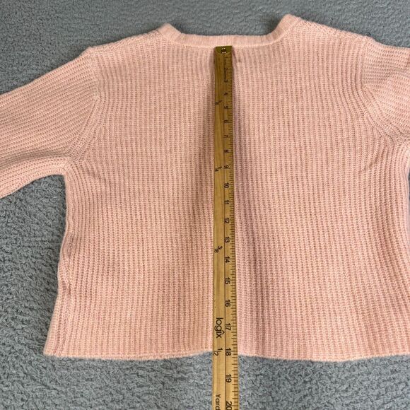 Aerie Sweater Women XS Peach  Button Crop  Solid V Neck Short Sleeve Ribbed - Picture 6 of 9